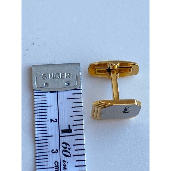 Authentic Yves Saint Laurent Gold-Tone Cufflinks – YSL Logo with Gift Box - Picture 5 of 7